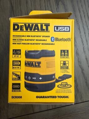 DEWALT Rechargeable Mini Bluetooth Speaker USB-C Strap Box Tested